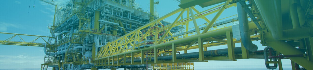 Oil and gas platform in the gulf or the sea, The world energy, Offshore oil and rig construction.